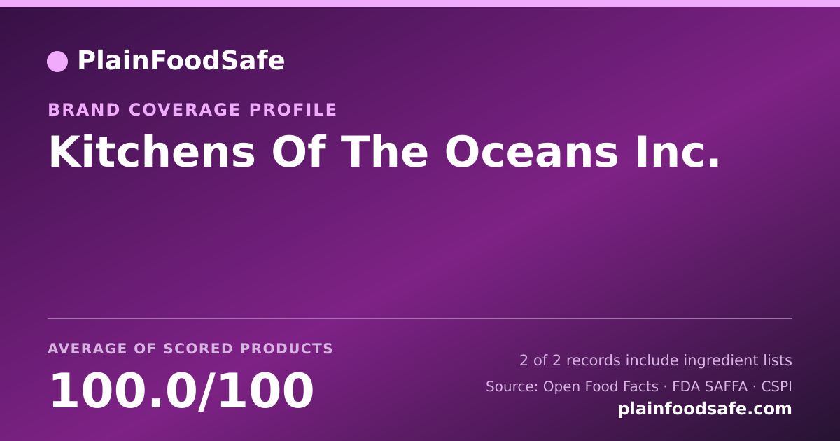 Share card for Kitchens Of The Oceans  Inc. Food Safety Profile