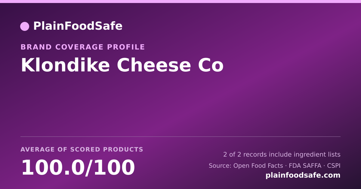 Share card for Klondike Cheese Co Food Safety Profile