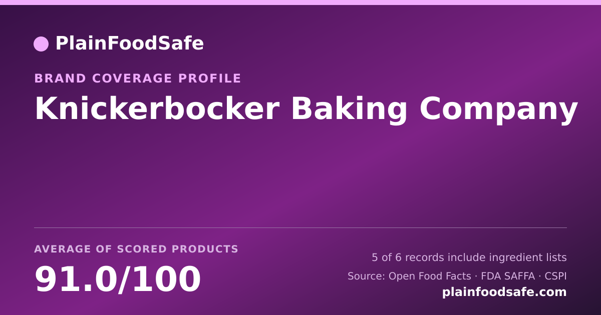 Share card for Knickerbocker Baking Company Food Safety Profile
