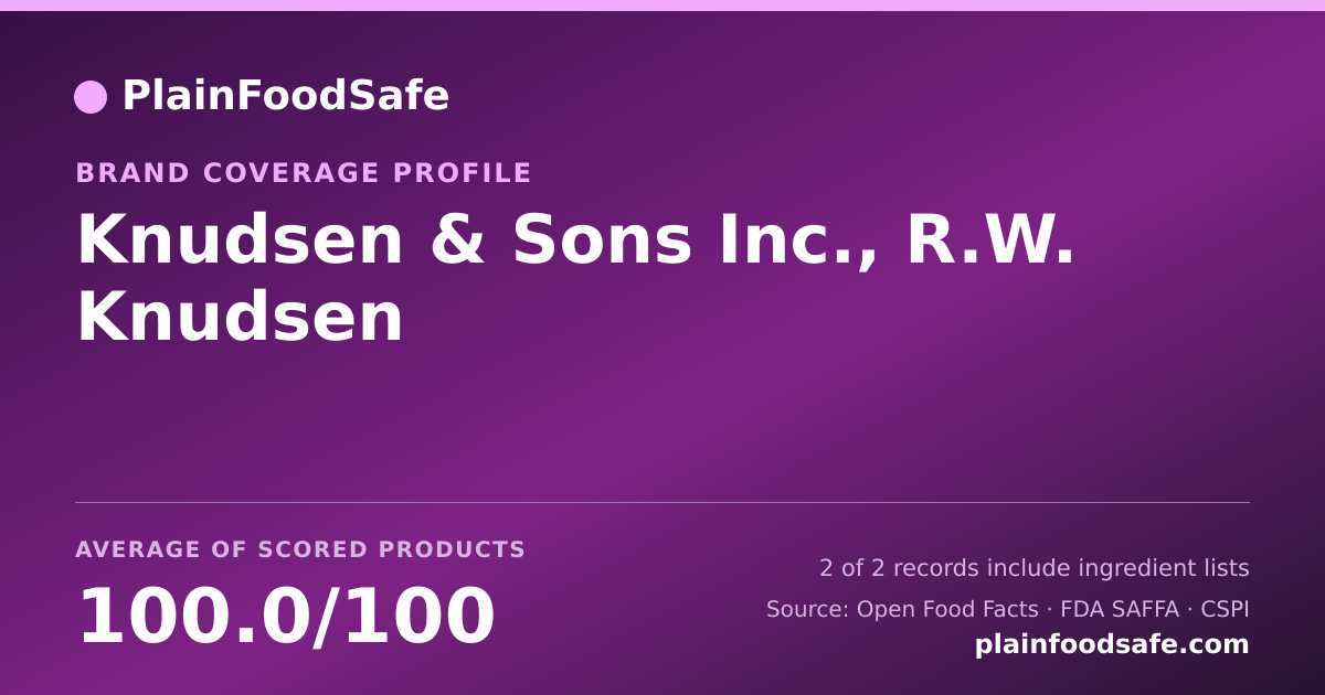 Share card for Knudsen & Sons  Inc., R.W. Knudsen Food Safety Profile