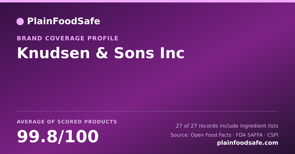 Share card for Knudsen & Sons Inc Food Safety Profile