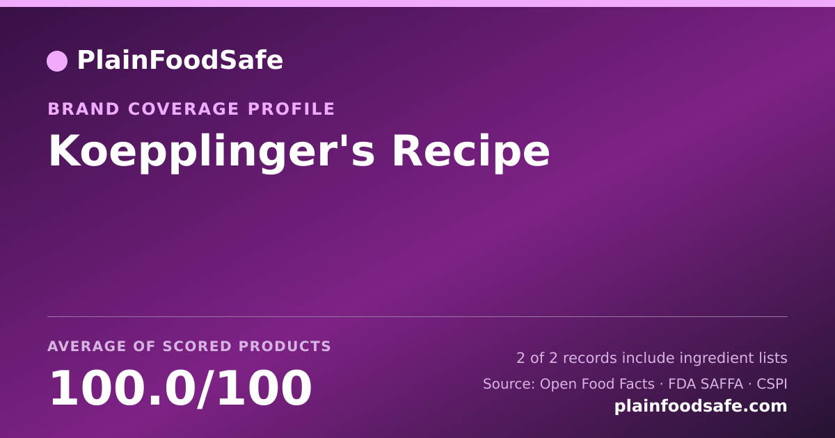 Share card for Koepplinger's Recipe Food Safety Profile