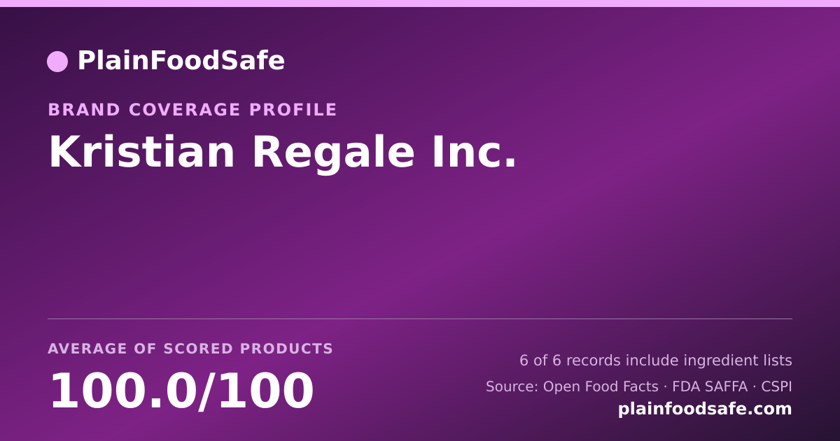 Share card for Kristian Regale  Inc. Food Safety Profile