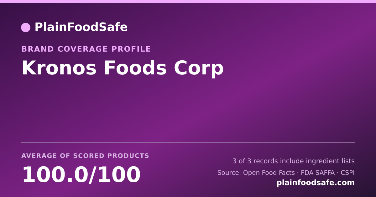 Share card for Kronos Foods Corp Food Safety Profile