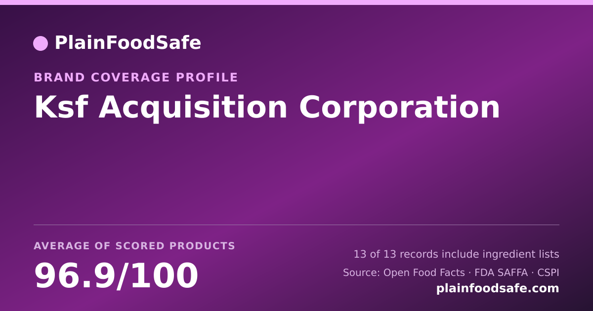 Share card for Ksf Acquisition Corporation Food Safety Profile