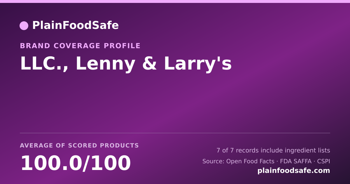 Share card for LLC., Lenny & Larry's Food Safety Profile