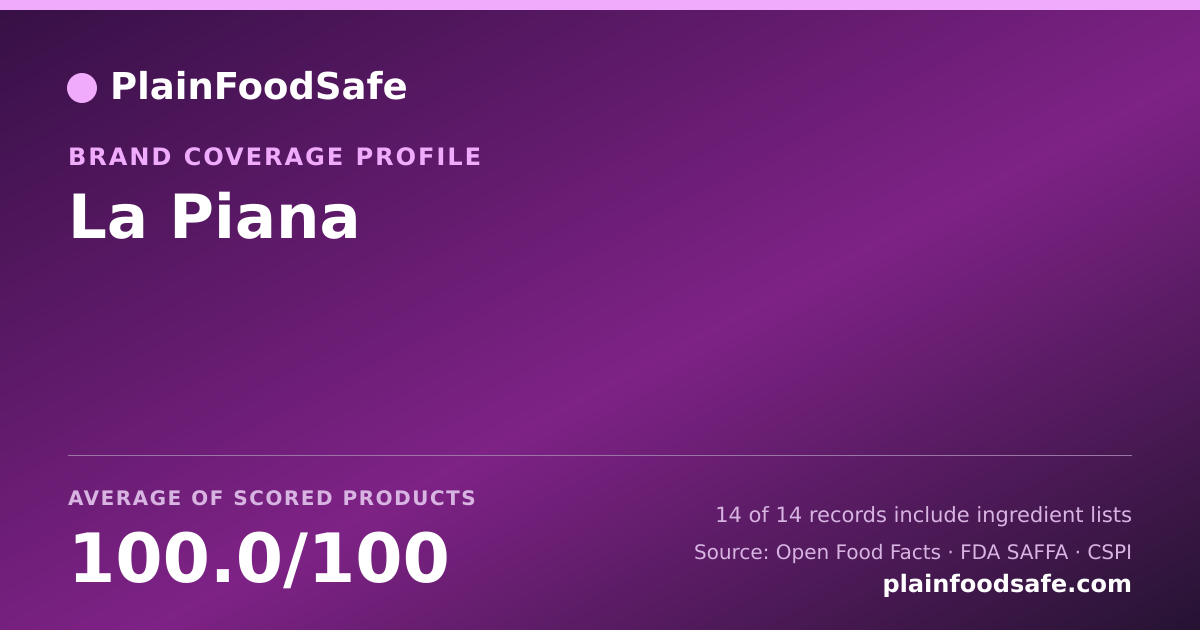 Share card for La Piana Food Safety Profile