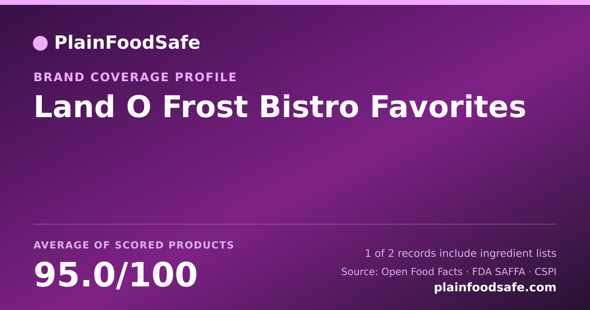 Share card for Land O Frost Bistro Favorites Food Safety Profile