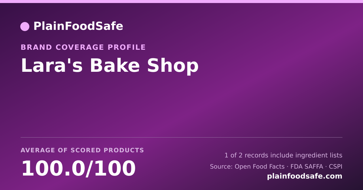Share card for Lara's Bake Shop Food Safety Profile