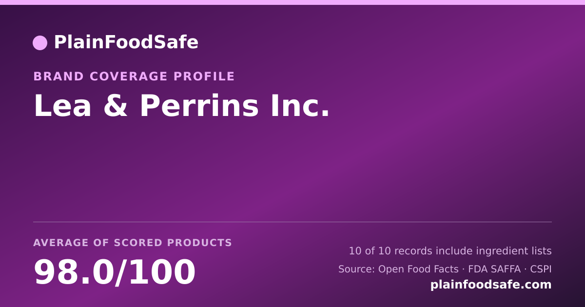 Share card for Lea & Perrins  Inc. Food Safety Profile