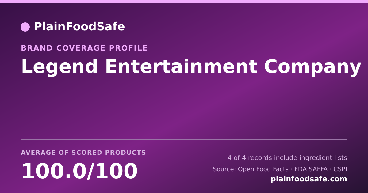 Share card for Legend Entertainment Company Food Safety Profile