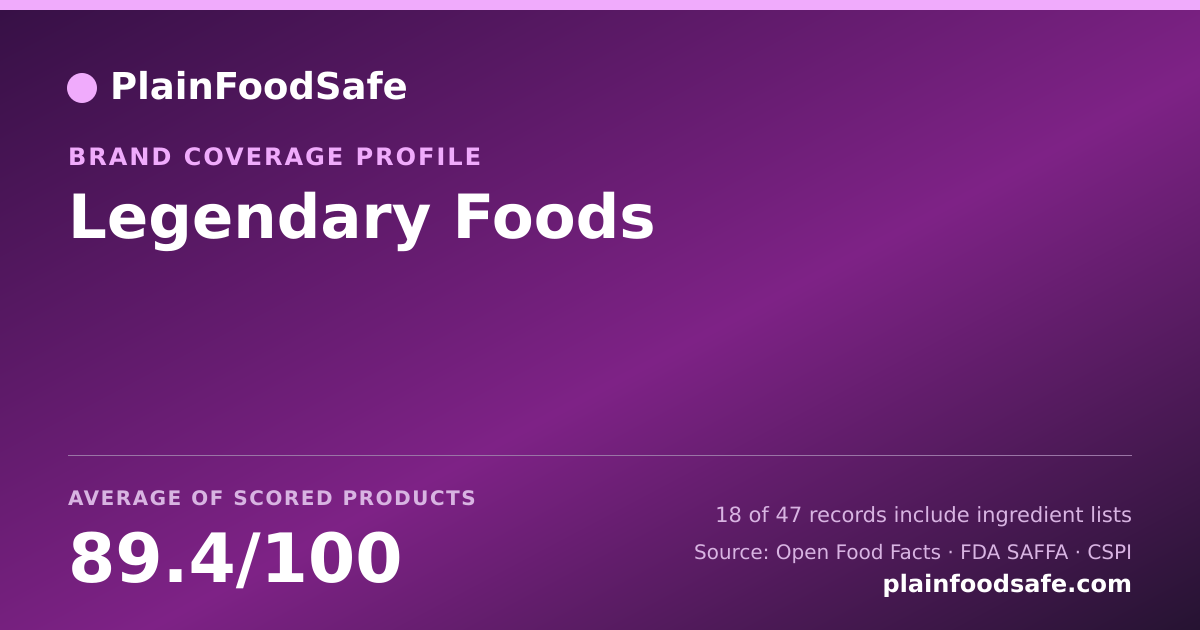 Share card for Legendary Foods Food Safety Profile