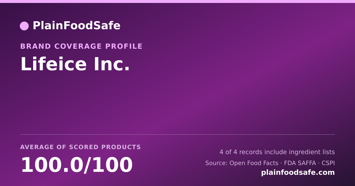 Share card for Lifeice Inc. Food Safety Profile