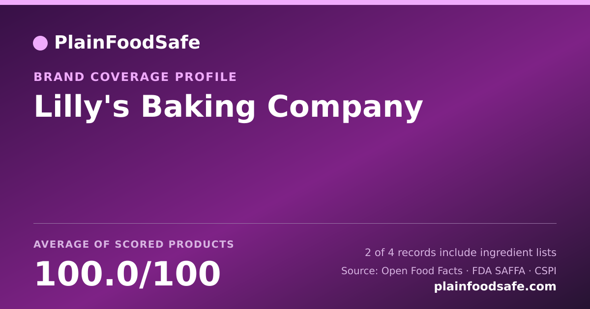 Share card for Lilly's Baking Company Food Safety Profile