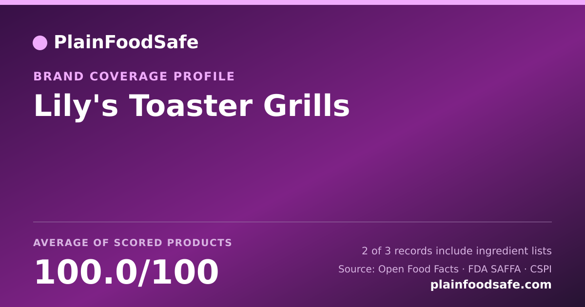 Share card for Lily's Toaster Grills Food Safety Profile