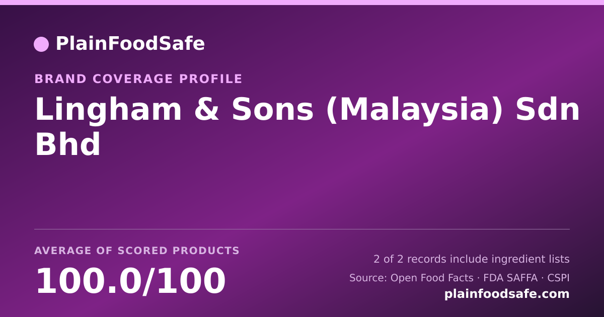 Share card for Lingham & Sons (Malaysia) Sdn Bhd Food Safety Profile