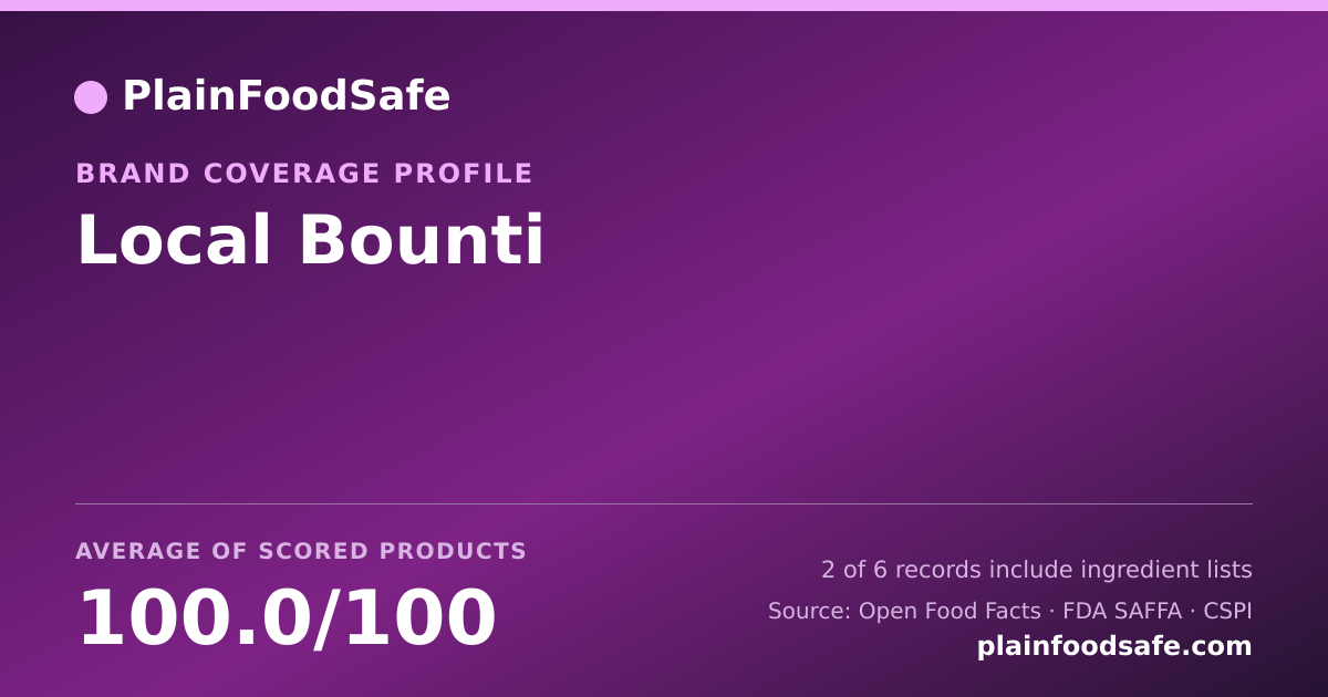 Share card for Local Bounti Food Safety Profile
