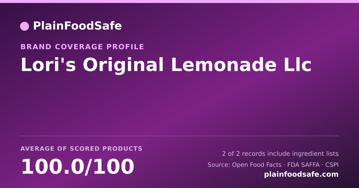 Share card for Lori's Original Lemonade  Llc Food Safety Profile