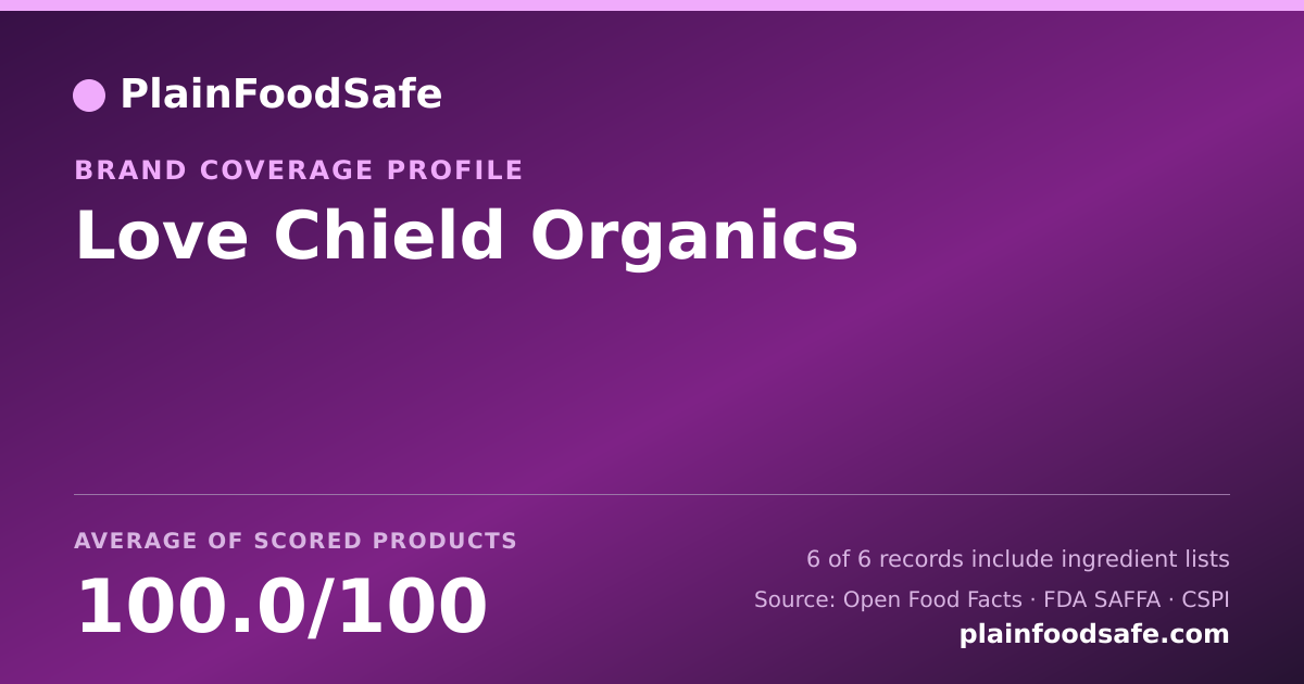 Share card for Love Chield Organics Food Safety Profile