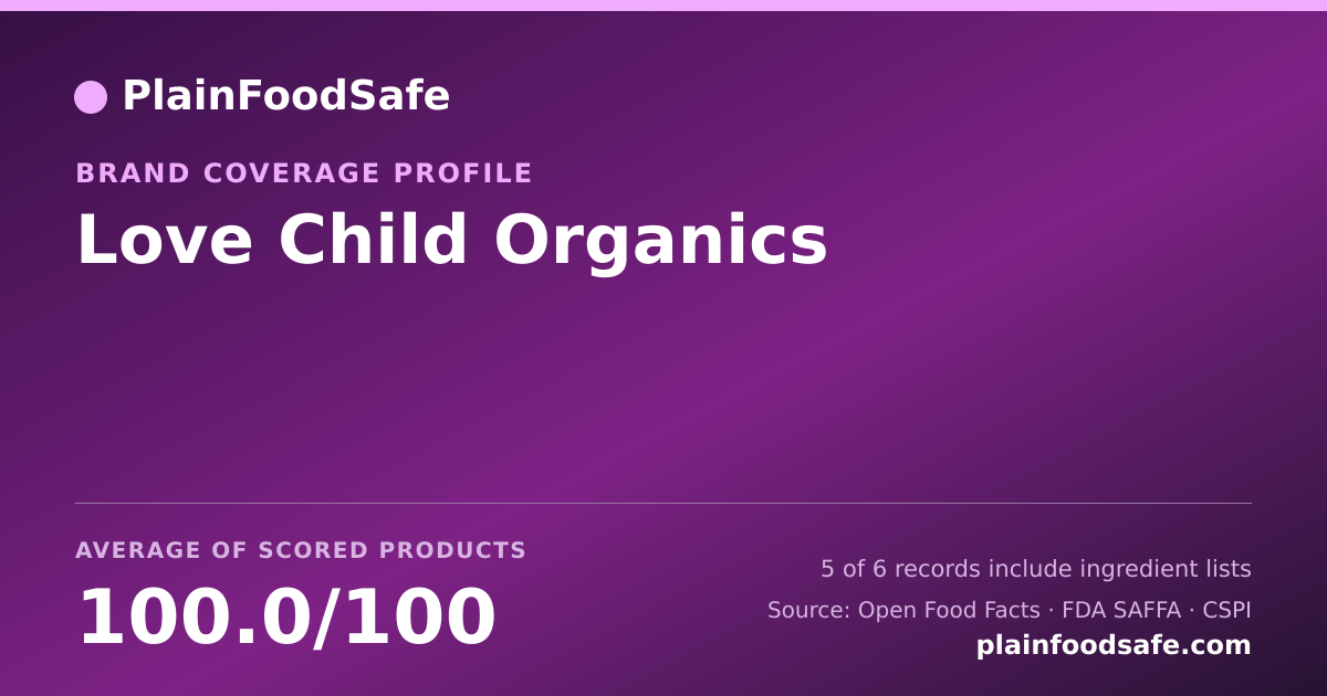 Share card for Love Child Organics Food Safety Profile