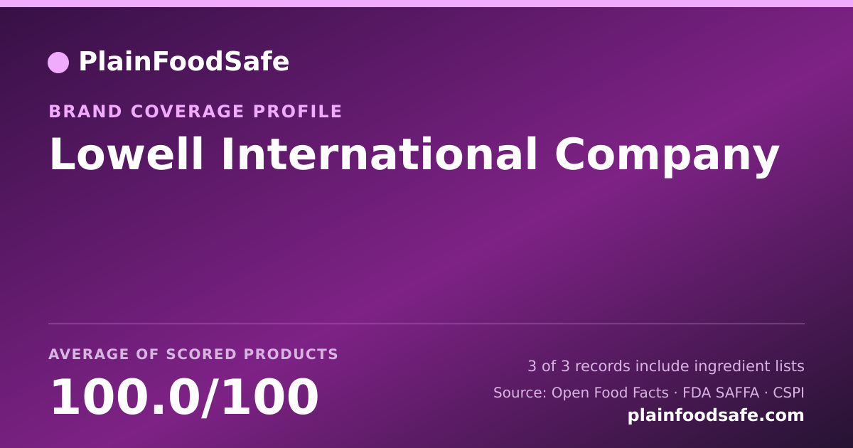 Share card for Lowell International Company Food Safety Profile