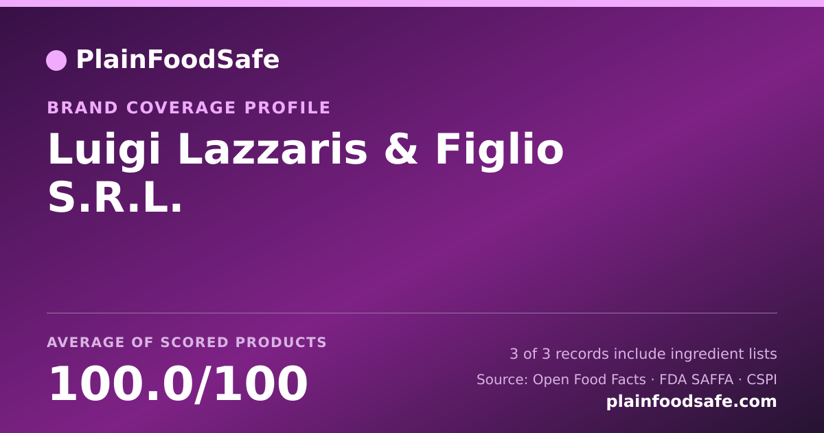 Share card for Luigi Lazzaris & Figlio S.R.L. Food Safety Profile