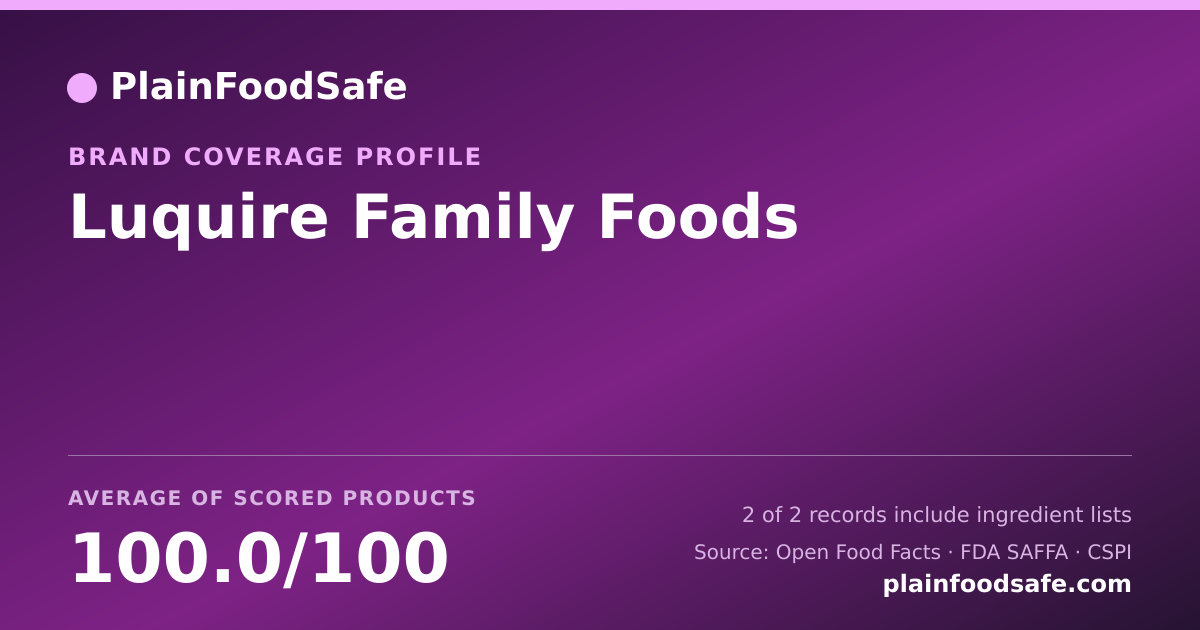 Share card for Luquire Family Foods Food Safety Profile