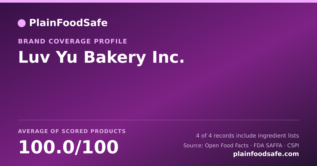 Share card for Luv Yu Bakery  Inc. Food Safety Profile