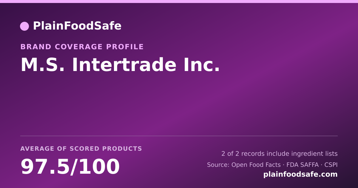 Share card for M.S. Intertrade  Inc. Food Safety Profile