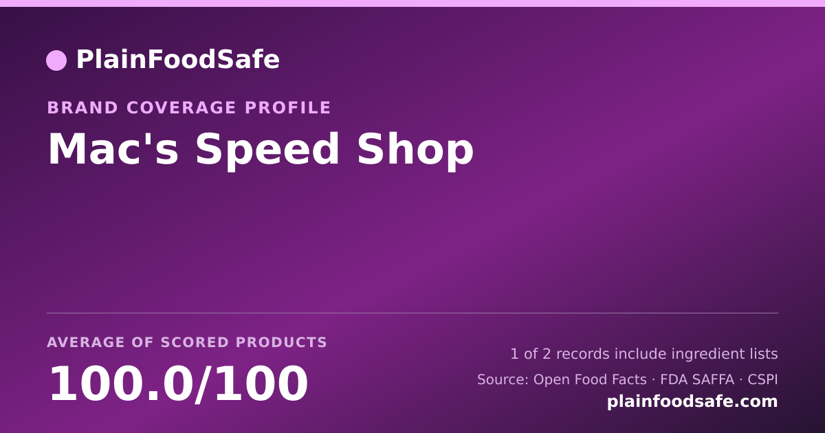 Share card for Mac's Speed Shop Food Safety Profile