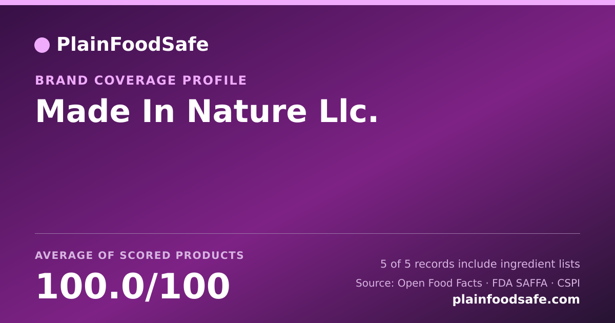 Share card for Made In Nature  Llc. Food Safety Profile
