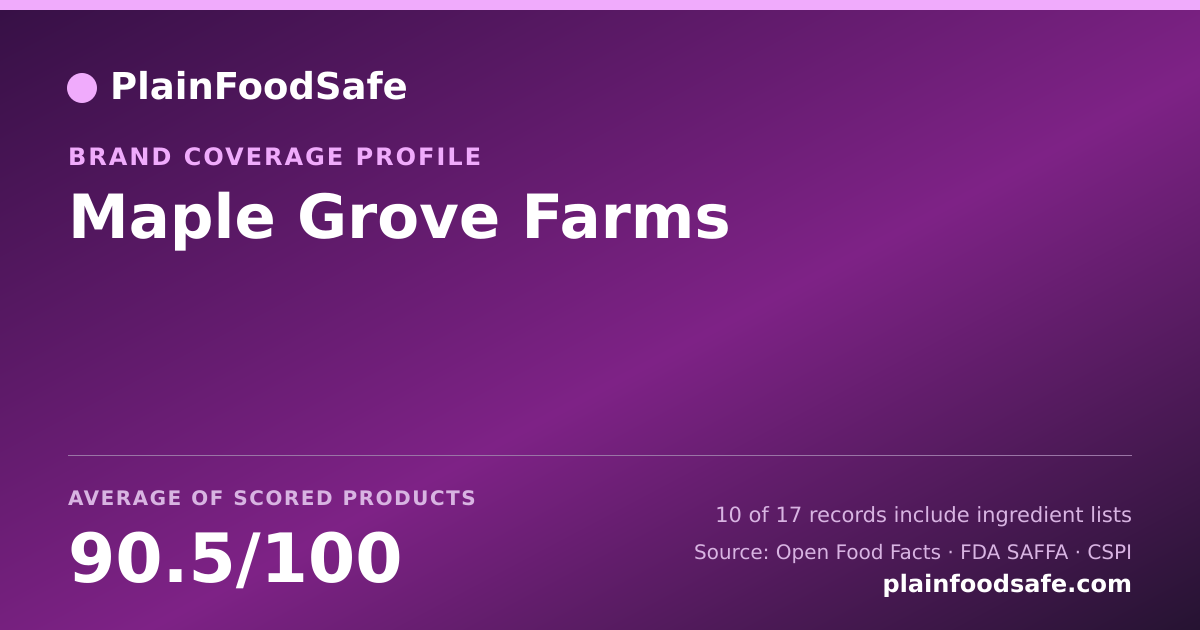 Share card for Maple Grove Farms Food Safety Profile