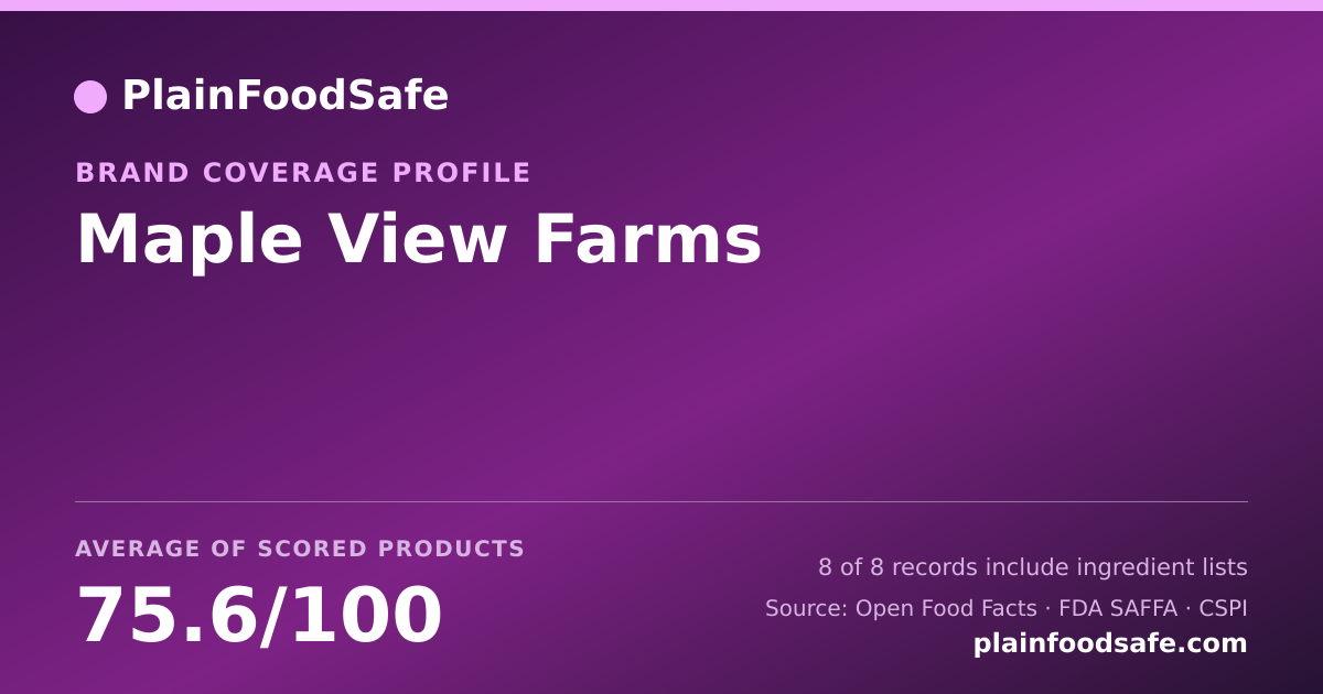 Share card for Maple View Farms Food Safety Profile