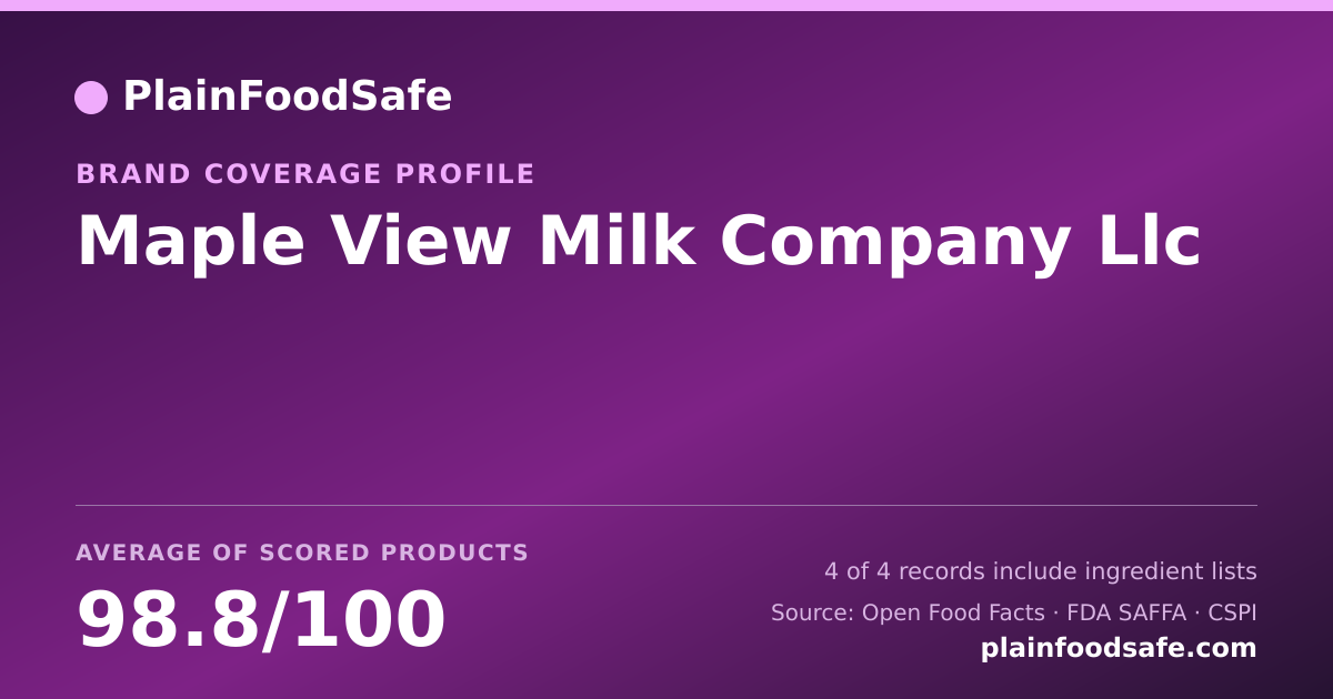 Share card for Maple View Milk Company  Llc Food Safety Profile