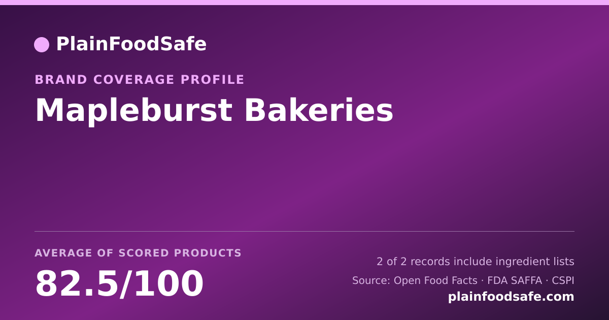 Share card for Mapleburst Bakeries Food Safety Profile