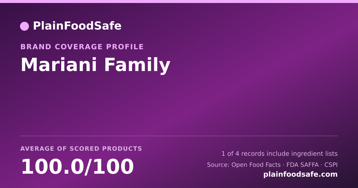 Share card for Mariani Family Food Safety Profile