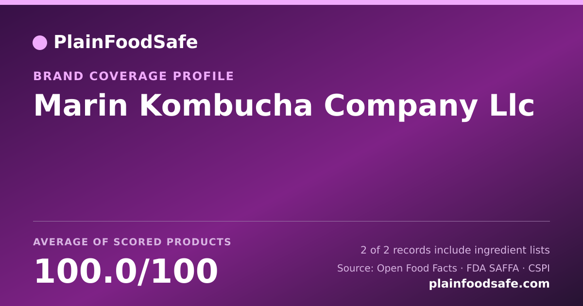 Share card for Marin Kombucha Company  Llc Food Safety Profile