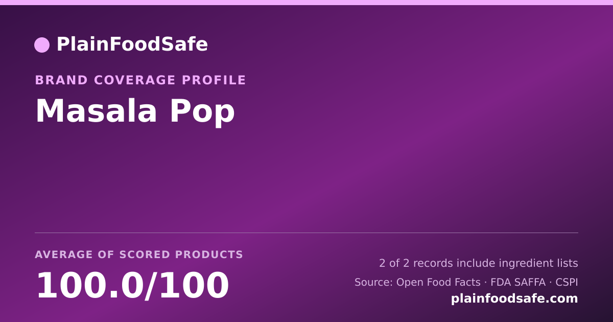 Share card for Masala Pop Food Safety Profile