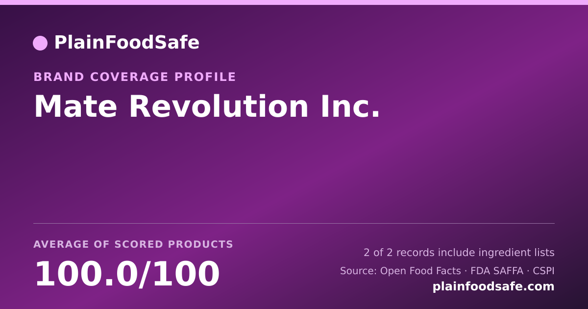 Share card for Mate Revolution Inc. Food Safety Profile
