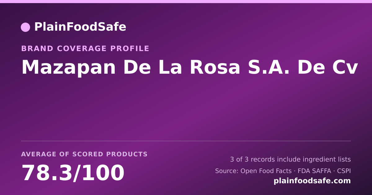 Share card for Mazapan De La Rosa  S.A. De Cv Food Safety Profile