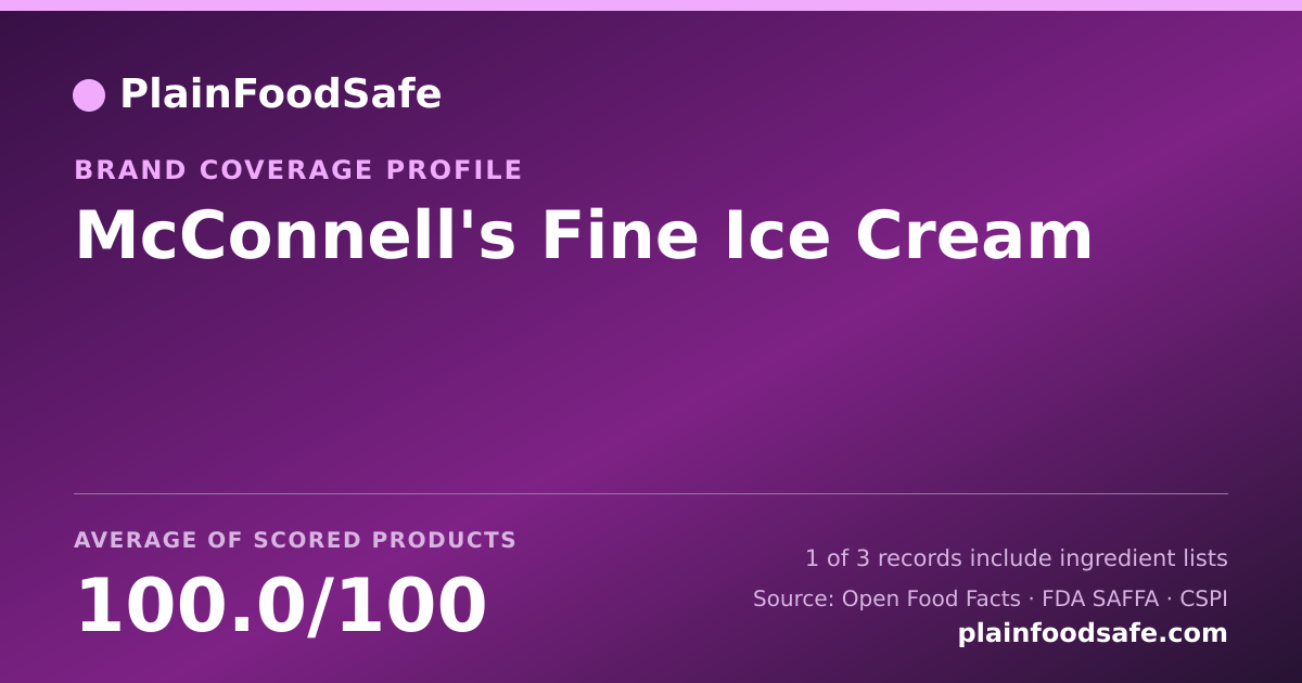 Share card for McConnell's Fine Ice Cream Food Safety Profile