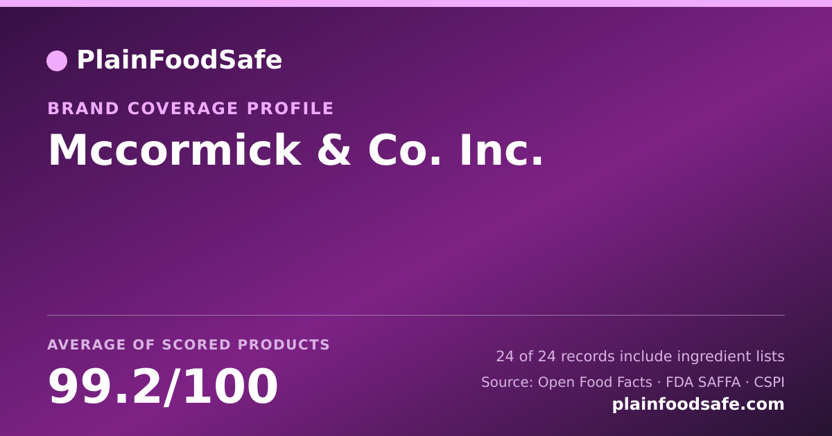 Share card for Mccormick & Co.  Inc. Food Safety Profile