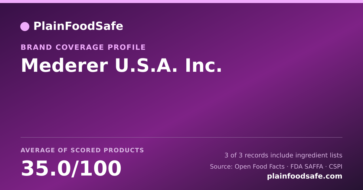 Share card for Mederer U.S.A. Inc. Food Safety Profile