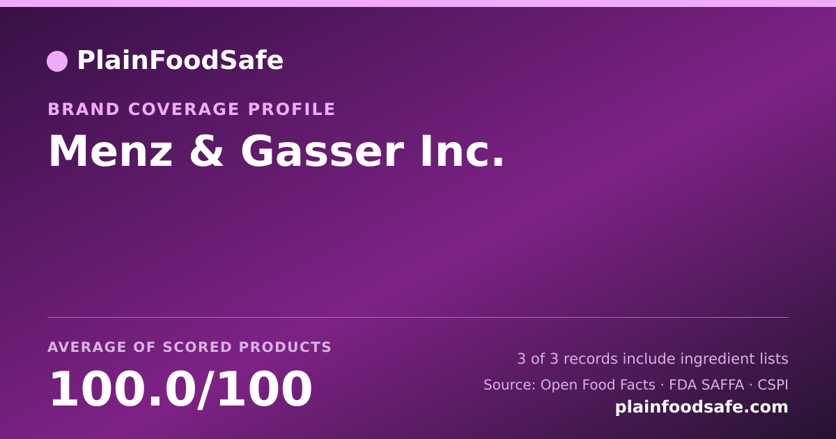 Share card for Menz & Gasser Inc. Food Safety Profile
