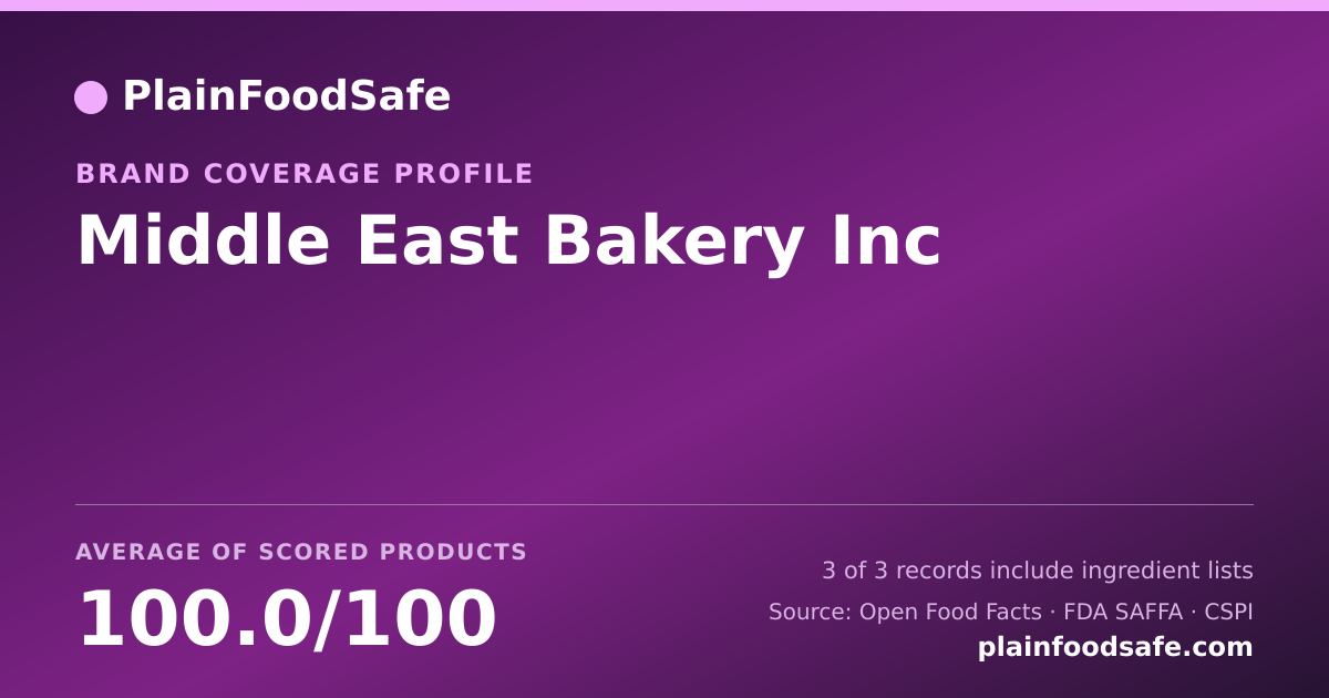 Share card for Middle East Bakery Inc Food Safety Profile