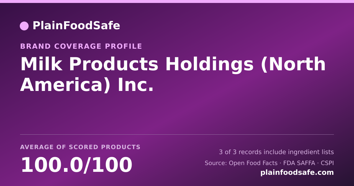 Share card for Milk Products Holdings (North America) Inc. Food Safety Profile