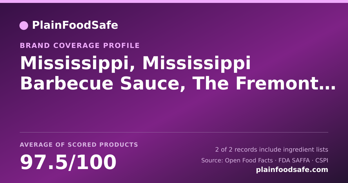 Share card for Mississippi, Mississippi Barbecue Sauce, The Fremont Company Food Safety Profile