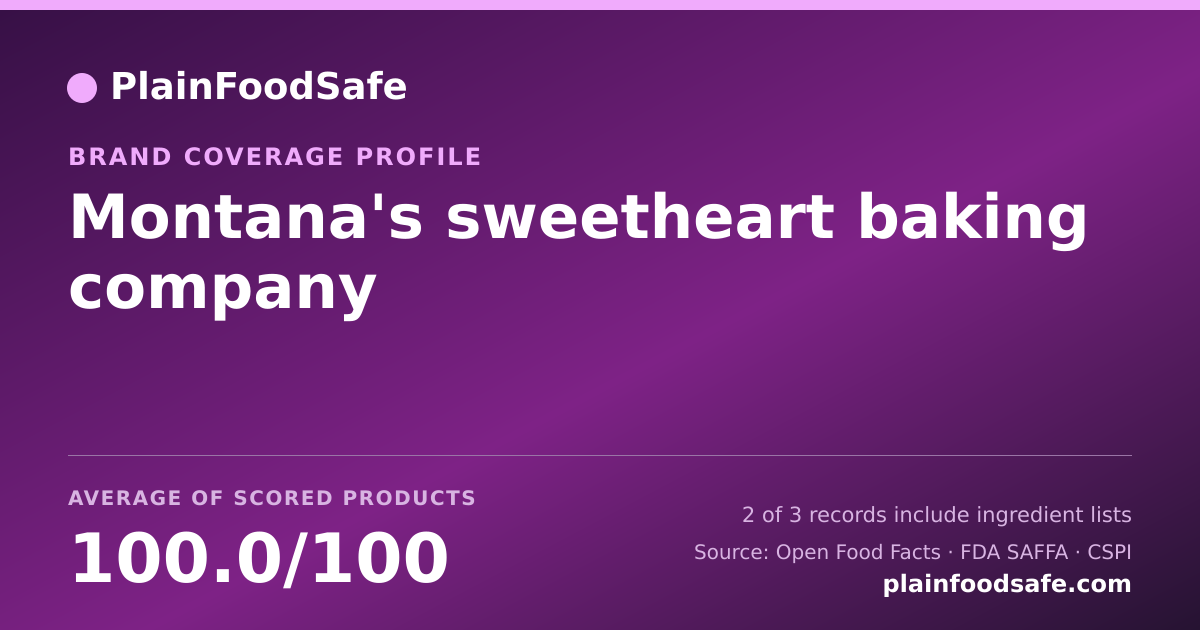 Share card for Montana's sweetheart baking company Food Safety Profile