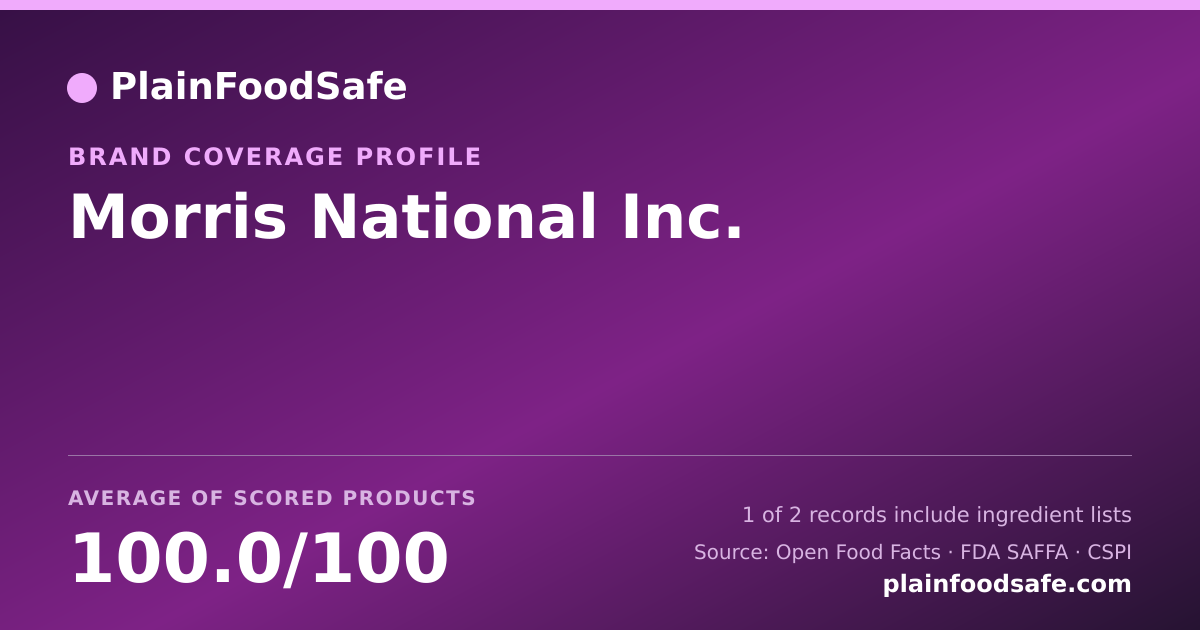 Share card for Morris National Inc. Food Safety Profile