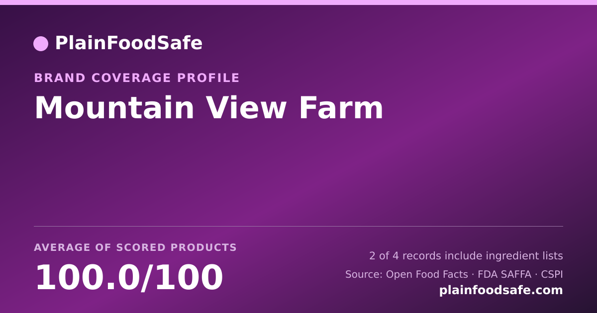 Share card for Mountain View Farm Food Safety Profile